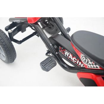 Kart cu pedale si roti din cauciuc EVA Go Kart Racing Red