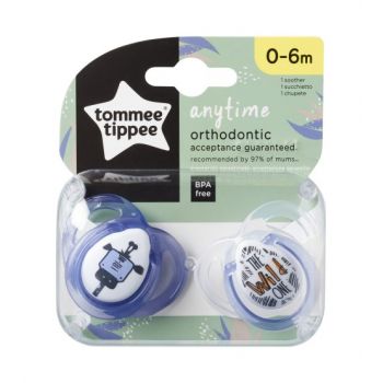 Set suzete ortodontice Anytime Tommee Tippee 0-6 luni girafa albastra