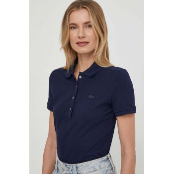 Lacoste tricou femei, culoarea bleumarin, cu guler PF5462-001