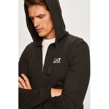 EA7 Emporio Armani Bluză bărbați, culoarea negru, cu imprimeu de firma originala