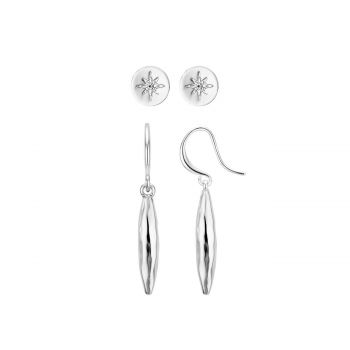 EST029 EYRE EARRING DUO- SILVER de firma originali