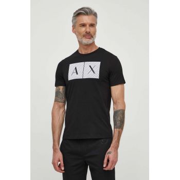 Armani Exchange Tricou din bumbac culoarea negru, cu imprimeu ieftin