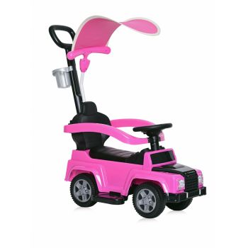 Masinuta de teren X-Treme cu maner parental si copertina pink