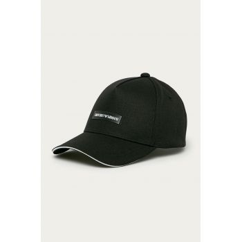 Emporio Armani șapcă de baseball din bumbac culoarea negru, cu imprimeu