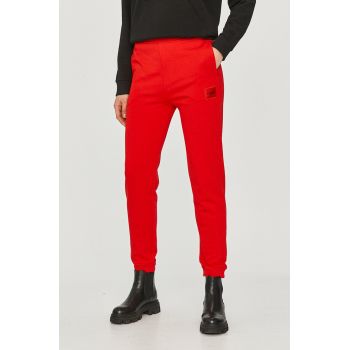 HUGO pantaloni femei, culoarea roșu, material uni 50455983