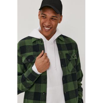 Dickies cămașă bărbați, culoarea verde, cu guler clasic, regular DK0A4XDZPG0-PINEGREEN ieftina