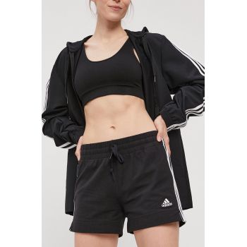 Adidas Pantaloni scurți GM5523 femei, culoarea negru, material neted, medium waist de firma originali