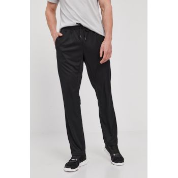 Reebok Pantaloni FP9120 bărbați, culoarea negru, material neted de firma originali