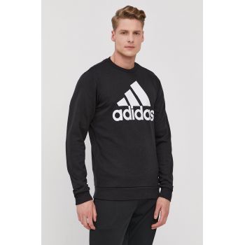 Adidas Bluză GK9076 bărbați, culoarea negru, cu imprimeu ieftin