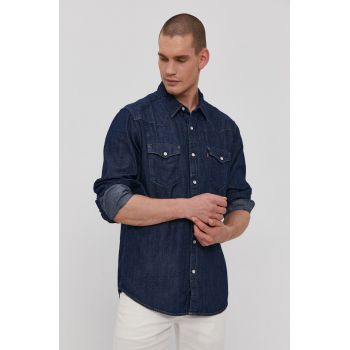 Levi's cămașă din bumbac bărbați, culoarea bleumarin, cu guler clasic, regular 85744.0000-Blues de firma originala
