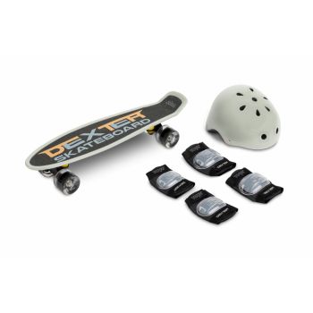 Set Skateboard cu casca cotiere si genunchiere Toyz Dexter Gri