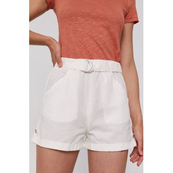 United Colors of Benetton Pantaloni scurți femei, culoarea alb, material neted, medium waist