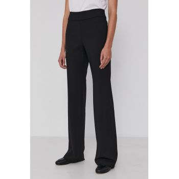 Emporio Armani pantaloni femei, culoarea negru, drept, high waist