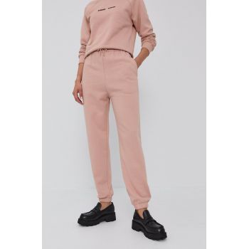 Samsoe Samsoe Pantaloni femei, culoarea roz, jogger, high waist