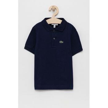 Lacoste tricouri polo din bumbac pentru copii culoarea albastru marin, neted