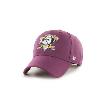 47brand șapcă NHL Anaheim Ducks culoarea violet, cu imprimeu