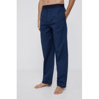 Resteröds Pantaloni de pijama bărbați, culoarea albastru marin, material neted de firma originale