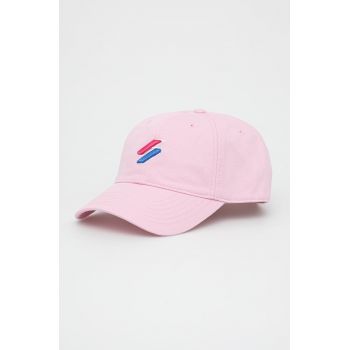Superdry șapcă din bumbac culoarea roz, cu imprimeu