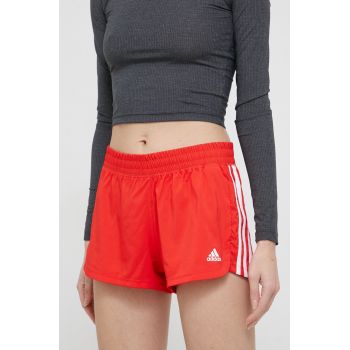 adidas Performance pantaloni scurti sport HD9588 femei, culoarea rosu, neted, high waist