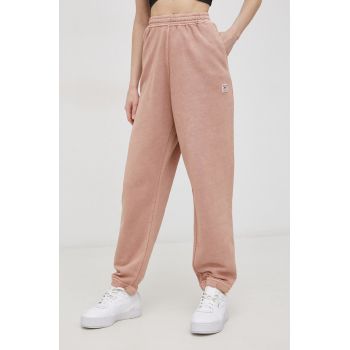 Reebok Classic pantaloni de bumbac H49296 femei, culoarea roz, material uni H49296-CANCOR ieftin