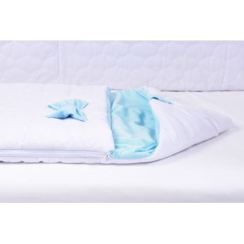 Saculet de dormit gros velvet alb si bleu 80x45 cm tog 2,5