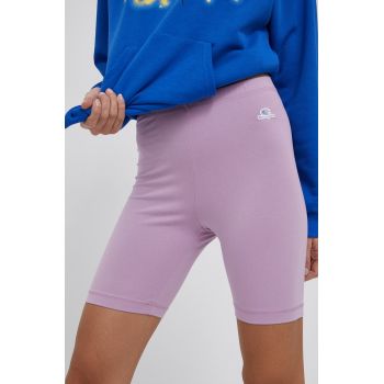 Champion pantaloni scurți 114940 femei, culoarea violet, neted, medium waist 114940-BS148