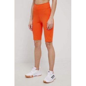 adidas by Stella McCartney pantaloni scurți de antrenament HD9106 femei, culoarea portocaliu, neted, high waist