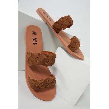 Answear Lab papuci din piele femei, culoarea maro