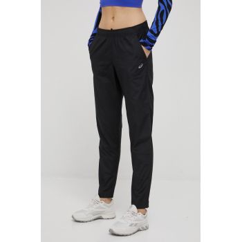 Asics pantaloni de alergare Core femei, culoarea negru, neted de firma original