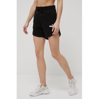 Puma pantaloni scurți Essentials femei, culoarea negru, uni, high waist 848339