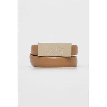 BOSS curea de piele femei, culoarea maro