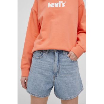 Levi's pantaloni scurți din denim femei, uni, high waist 39451.0009-LightIndig
