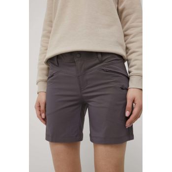 Columbia pantaloni scurți outdoor Peak to Point femei, culoarea gri, neted, medium waist de firma originali