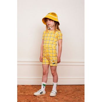 Mini Rodini tricou de bumbac pentru copii culoarea galben, cu imprimeu