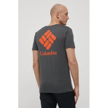 Columbia tricou sport Tech Trail Graphic culoarea gri, cu imprimeu