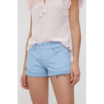Pepe Jeans pantaloni scurti jeans Siouxie femei, neted, high waist