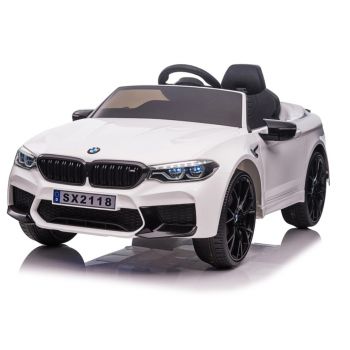 Masinuta electrica cu scaun de piele si roti EVA BMW M5 White