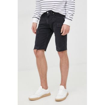 Pepe Jeans pantaloni scurti jeans Stanley Short Destroy barbati, culoarea negru de firma originali