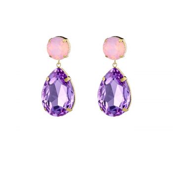 Earrings Metallic Gold Plated With Liliac Crystals 03L15-01033 ieftini