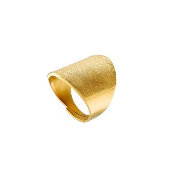 Ring Steel Gold Plated With Sand Effect 58