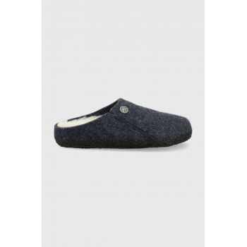Birkenstock papuci de lana pentru copii culoarea albastru marin