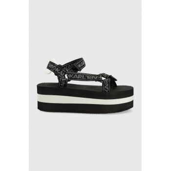 Karl Lagerfeld sandale VELOCITA HI WEDGE femei, culoarea negru, cu platformă KL82900