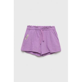 United Colors of Benetton pantaloni scurți din bumbac pentru copii culoarea violet, neted