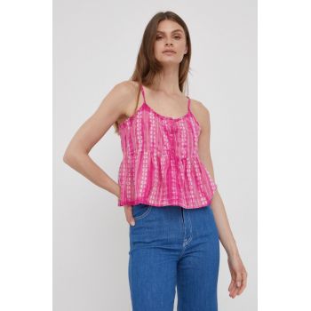 Pepe Jeans bluza din bumbac Pam femei, culoarea roz, modelator