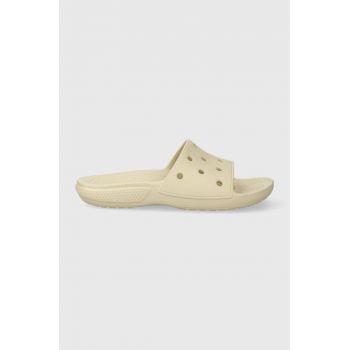 Crocs papuci Classic Slide femei, culoarea bej 206121