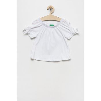 United Colors of Benetton tricou copii culoarea alb, neted