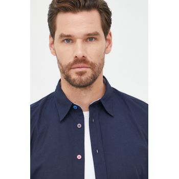 PS Paul Smith camasa din bumbac barbati, culoarea albastru marin, cu guler clasic, slim de firma originala