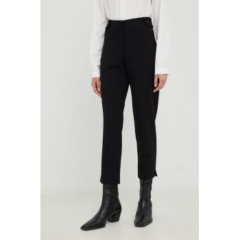 MICHAEL Michael Kors pantaloni femei, culoarea negru, drept, high waist