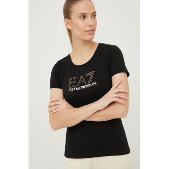 EA7 Emporio Armani tricou femei, culoarea negru ieftin