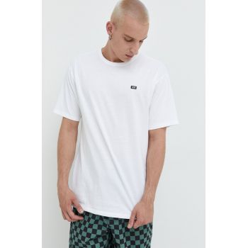 Vans tricou din bumbac culoarea alb, uni VN0A49R7WHT1-WHITE